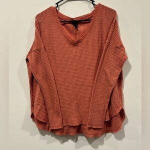 Slouchy waffle knit sweater